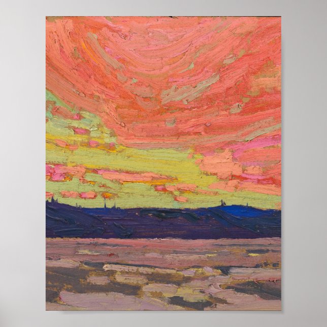 Póster Tom Thomson Pintando El Paisaje Del Amanecer En On (Frente)