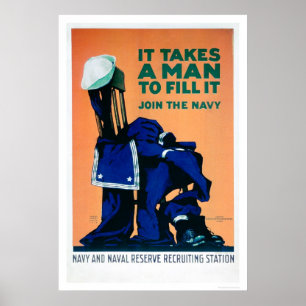 Póster Toma a un hombre para llenar un uniforme - marina