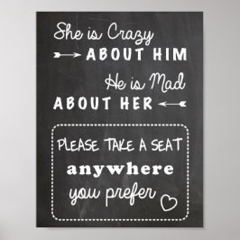 Póster Toma el tablero de anuncios del boda del asiento