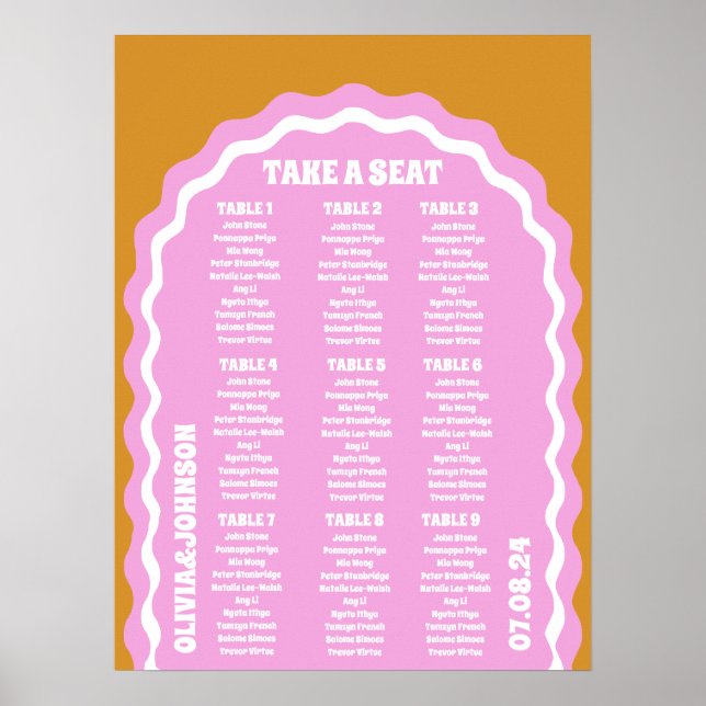 Póster Toma un asiento con el estilo de arco ondulado ama (Frente)