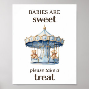 Póster Toma un trato a Teddy Bear Twin Boy Baby Shower