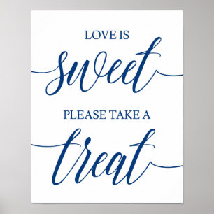 Póster Toma Un Trato Boda Rótulo Marina Caligrafía Azul