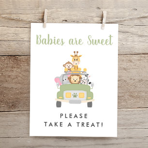Póster Toma Un Trato Rótulo De Baby Shower Safari