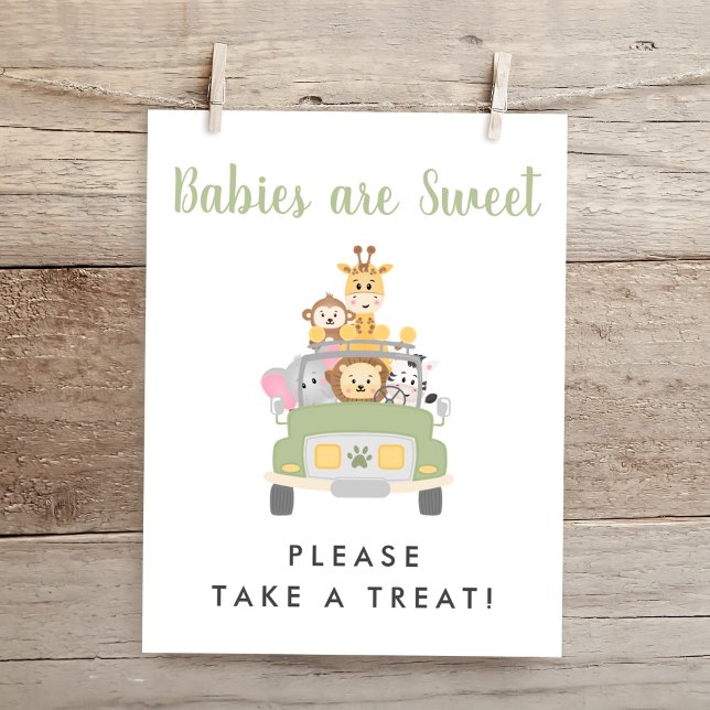 Póster Toma Un Trato Rótulo De Baby Shower Safari (Subido por el creador)