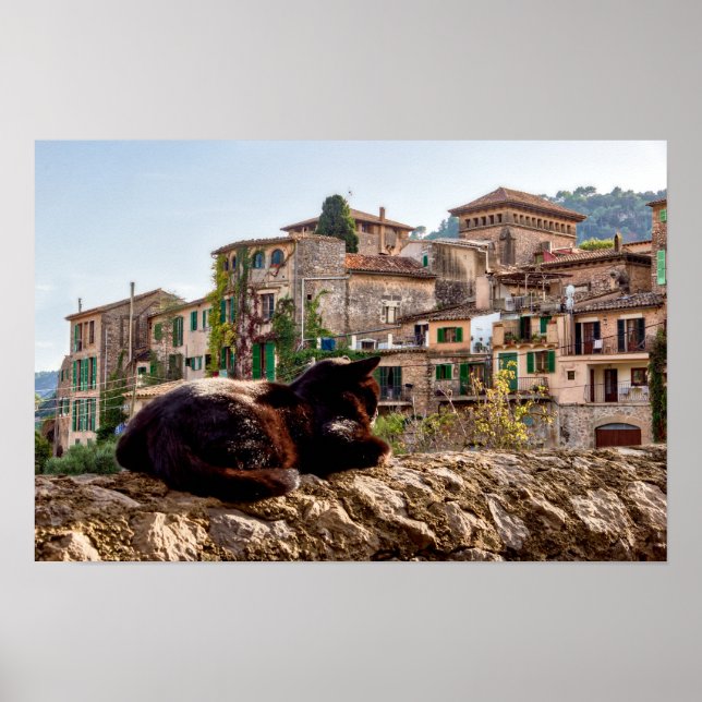 Póster Tomar el sol en una pared - Valldemossa, Mallorca (Frente)