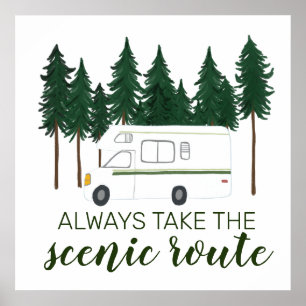 Póster TOMAR SIEMPRE EL ESCENIC RUTE Camping RV Camper