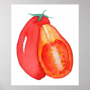 Póster tomate de uva roja acuarela