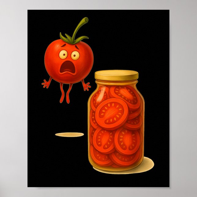 Póster Tomate Gracioso Sorprende Un Jar De Tomates En Roc (Frente)