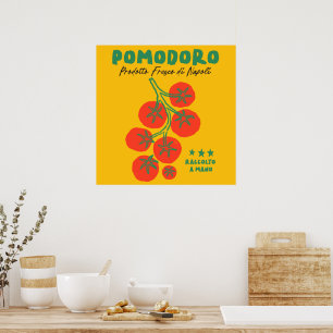 Póster Tomate Pomodoro Amarillo Mercado Italiano