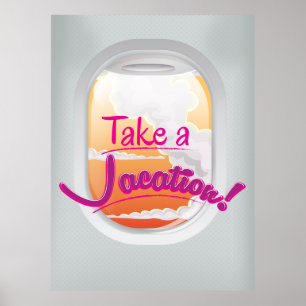 Póster Tómate unas vacaciones cartel de ventana de aerolí