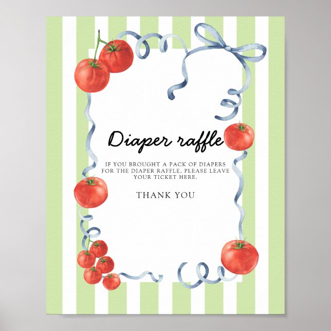 Póster Tombola de pañales para baby shower de Tomate Baby (Frente)