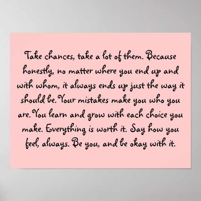 Póster Tome Chances Sea Tu Propio Poster De Cita (Frente)
