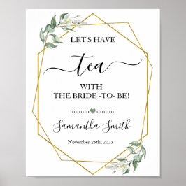 Póster Tomemos té con boda de oro de verde novia