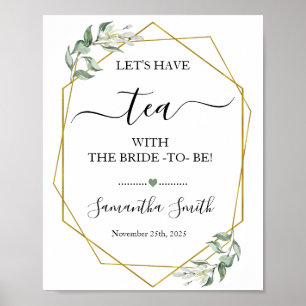 Póster Tomemos té con boda de oro de verde novia