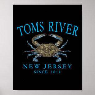 Póster Toms River Nj Cangrejo de Garra Azul Desde 1614 Le
