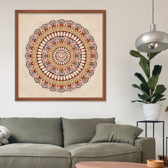 Póster Tones de tierra cálidos Lotus Henna Mandala (Subido por el creador)
