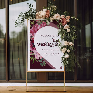 Póster Tono retro jewel Boda romántico corazón bienvenida