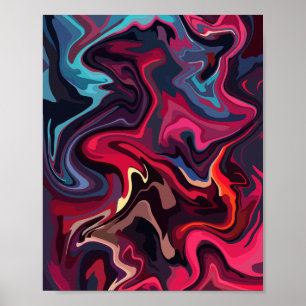 Póster Tonos abstractos en rojos profundos y azules