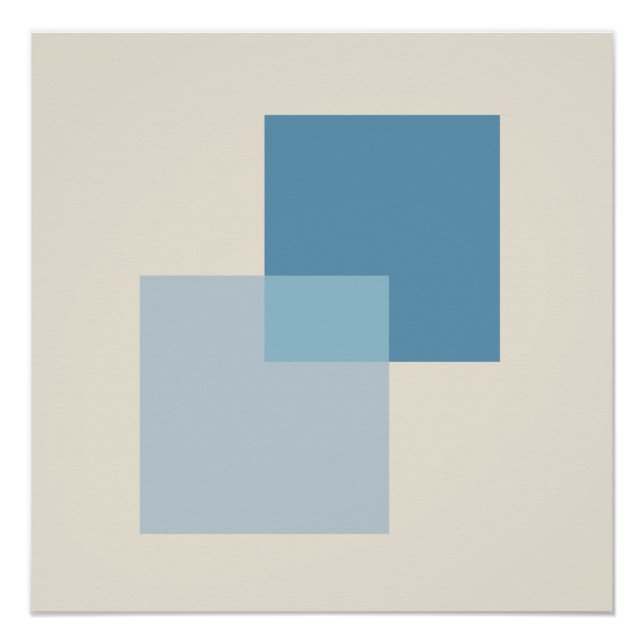 Póster Tonos abstractos modernos de diseño azul y Minimal (Anverso)