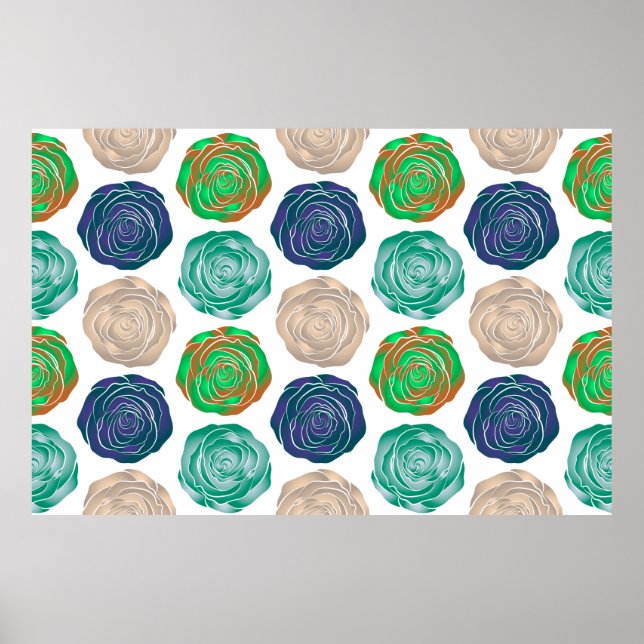 Póster Tonos beige, verde y violeta sin costura. (Frente)