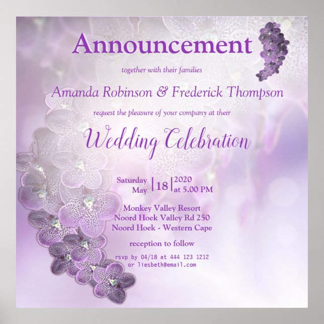 Póster Tonos de orquídeas púrpuras violetas (Frente)