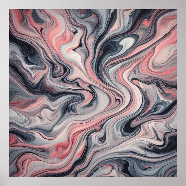 Póster Tonos Giratorios de Rosa, Gris y Blanco (Frente)