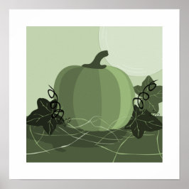 Póster Tonos Modernos de Verde Calabaza de Cocina Cuadrad
