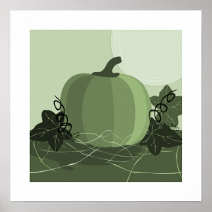 Póster Tonos Modernos de Verde Calabaza de Cocina Cuadrad