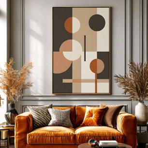 Póster Tonos neutros abstractos de mediados de siglo