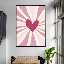 Póster Tonos rosados del corazón de Groovy