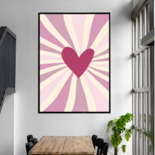 Póster Tonos rosados del corazón de Groovy