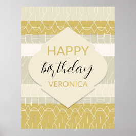 Póster Tonos Rubor mostaza modernos con patrón geométrico