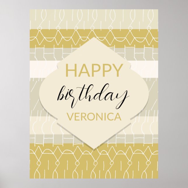 Póster Tonos Rubor mostaza modernos con patrón geométrico (Frente)