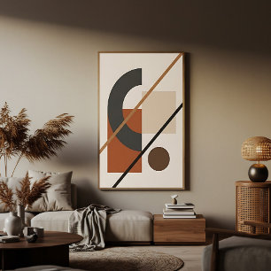 Póster Tonos terrosos abstractos de mediados de siglo