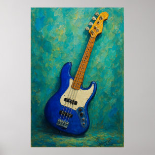 Póster Tonos Turquesa Bajo - Guitarra Eléctrica Abstracta