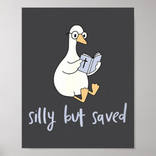 Póster Tonto pero salvado, ganso leyendo santa biblia, ch