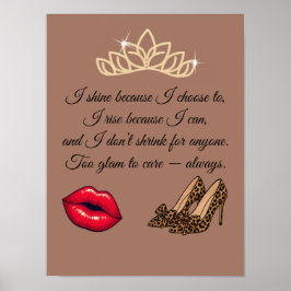 Póster Too Glam To Care – Chic Quote