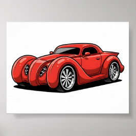 Póster Toon Hotrod Rojo Lava en Espiral
