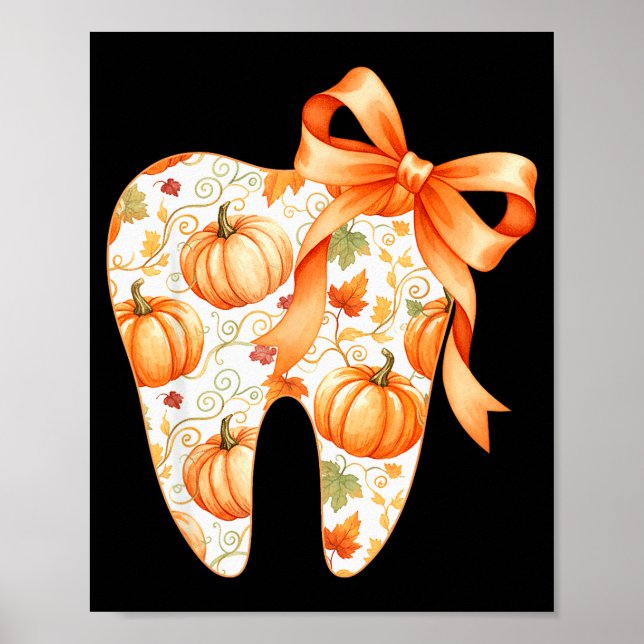 Póster Tooth Coquette Bow Dentist Thanksgiving Dental Ist (Frente)