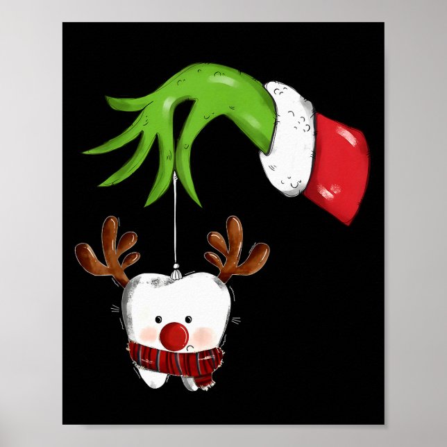 Póster Tooth Dentist Dental Istant Teeth Christmas Rudolp (Frente)