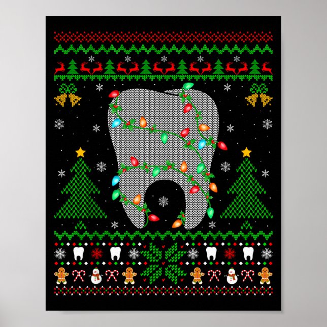 Póster Tooth Dentist Dental Istant Teeth Ugly Christmas S (Frente)