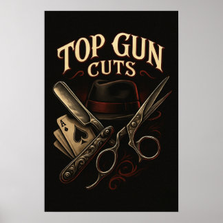 Póster Top Gun Cuts Gangster Logo