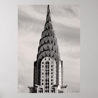 Póster Top of the Chrysler Building NYC - B&W