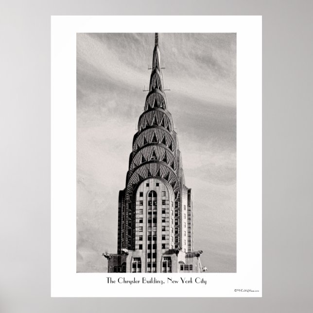 Póster Top of the Chrysler Building NYC - B&W (Frente)