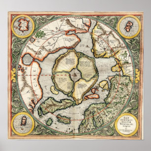 Póster Top of the World - Mapa de 1595