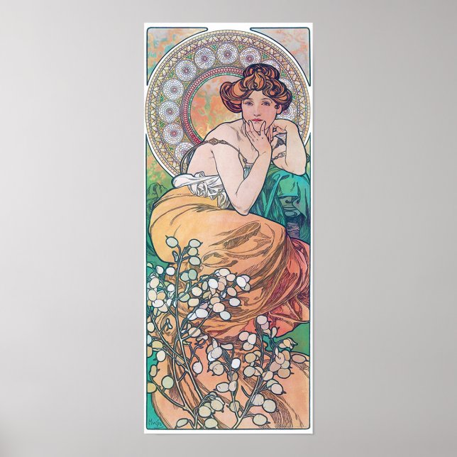 Póster Topaz (Cuatro Joyas), Alphonse Mucha (Frente)