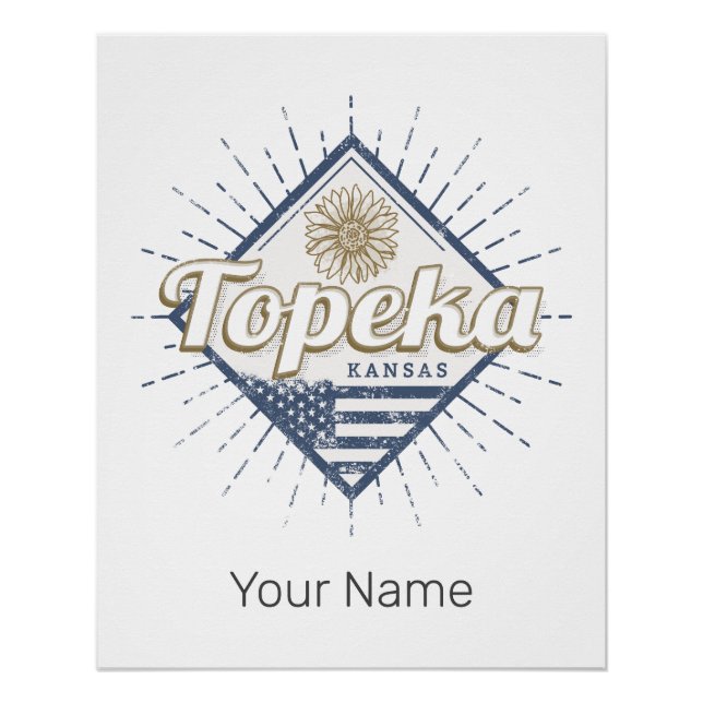 Póster Topeka City Kansas Estados Unidos Sunflower Estado (Anverso)