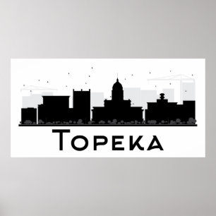 Póster Topeka, Kansas   Línea aérea de la ciudad blanca y