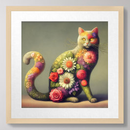 Póster Topiario de gato, flores en un gato, gato orgánico