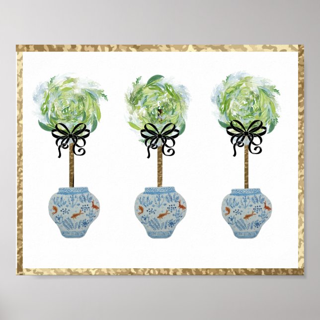 Póster Topiary Blue & White Ginger Jar Art Print Poster (Frente)
